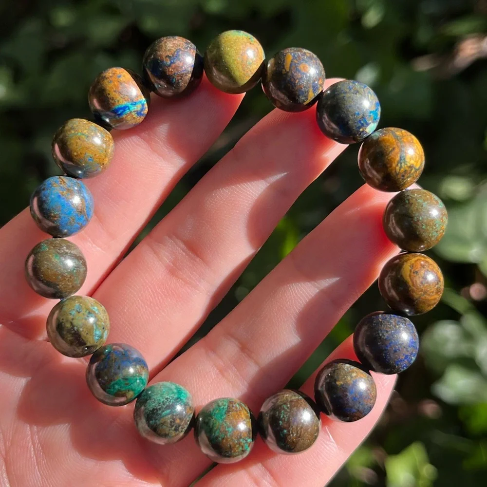 11mm stretchable‎ azurite bracelet
